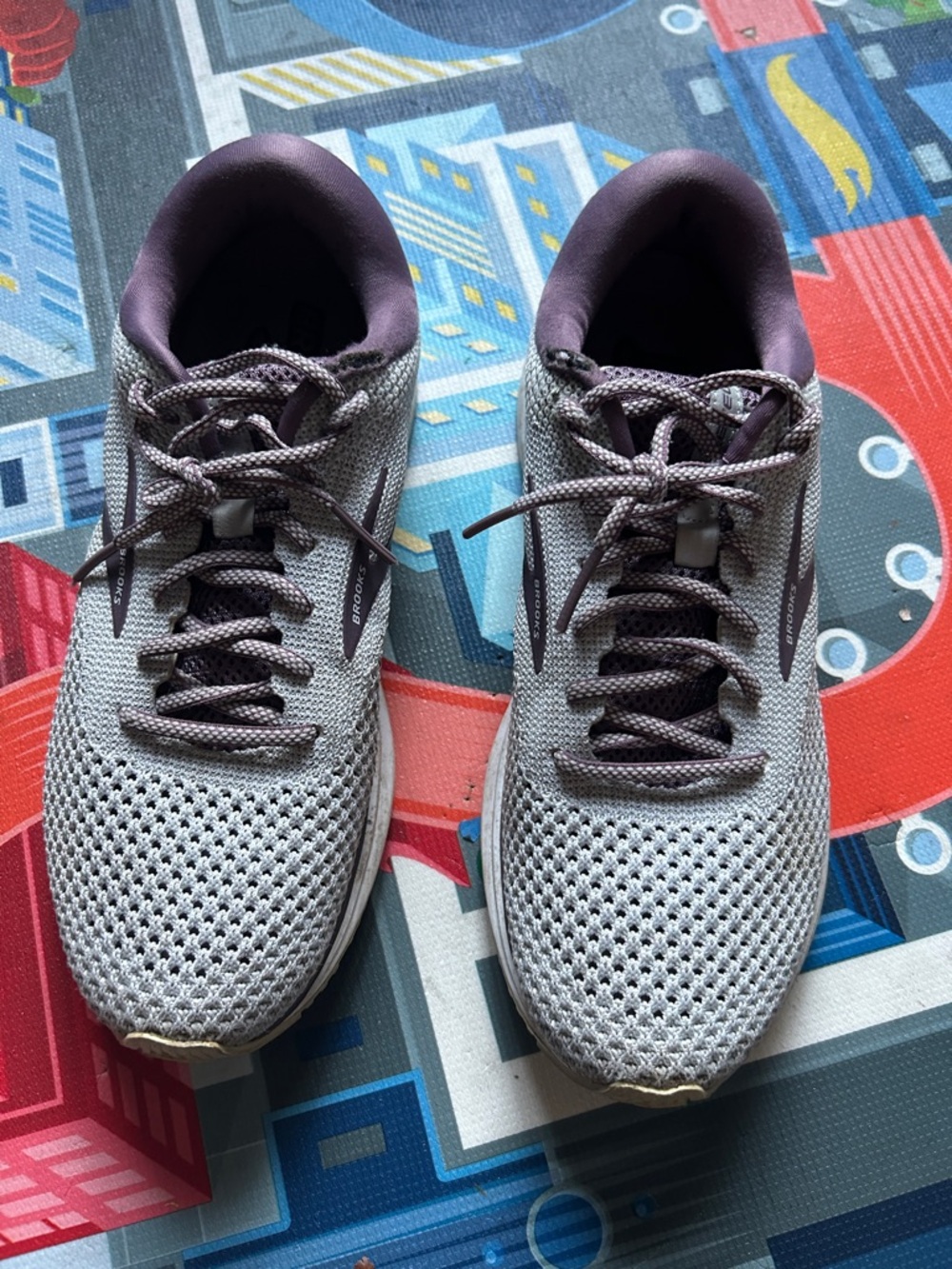 Brooks Gray and Purple Knit Running Shoes